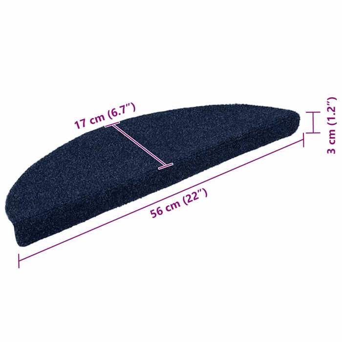 VidaXL Tapis d'escalier autocollants 15 pièces 56 x 17 x 3 cm Bleu marine Demi-rond 322356