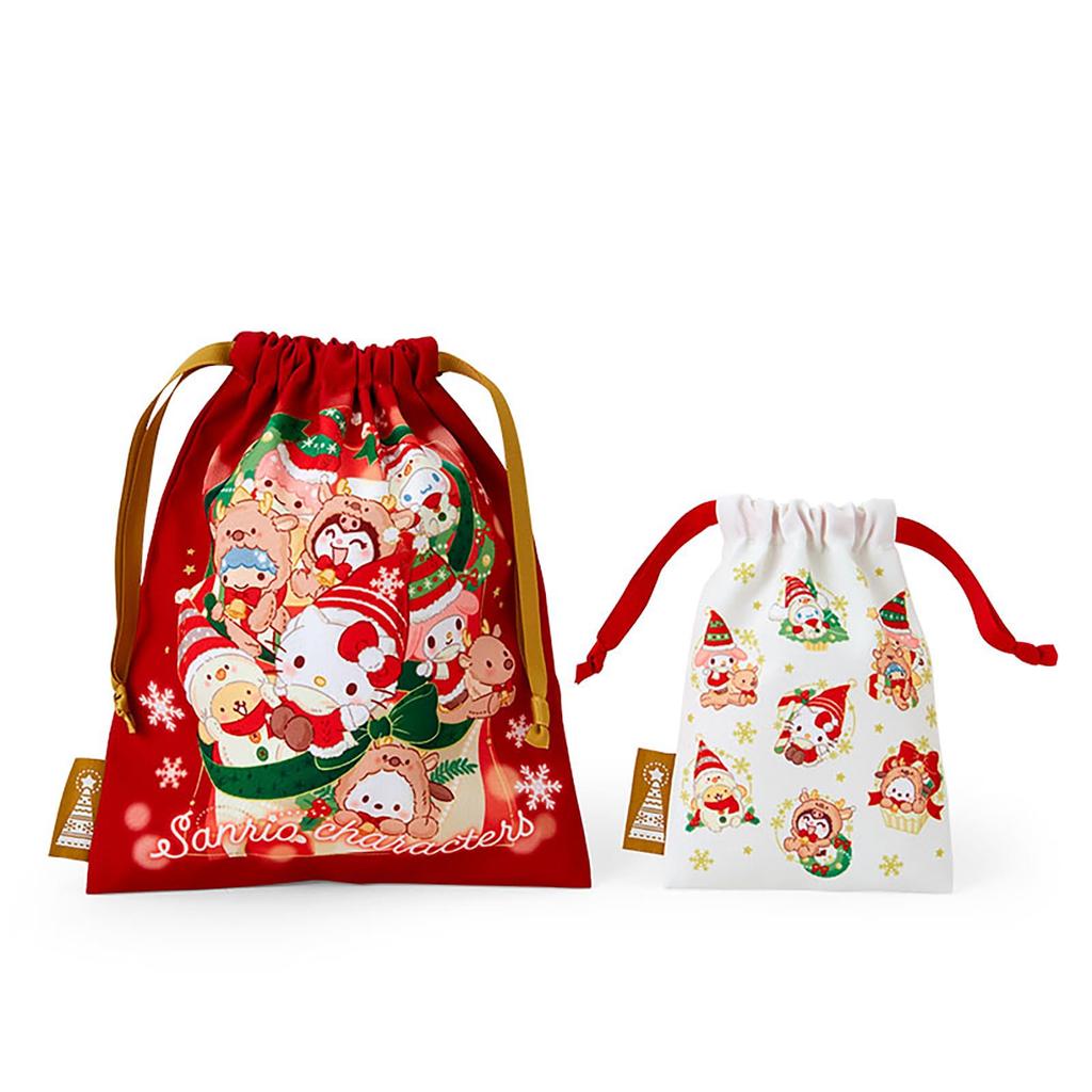 Sanrio Drawstring Bag Set Sanrio Characters Set 113263 (Christmas) 2-Piece