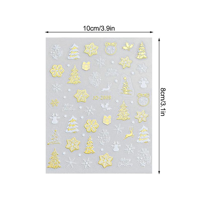 1 Sheet 3D Colorful Snowflake Nail Art Stickers Self-Adhesive Sparkle Christmas Tree Snowflakes Decals Winter Manicure Sliders