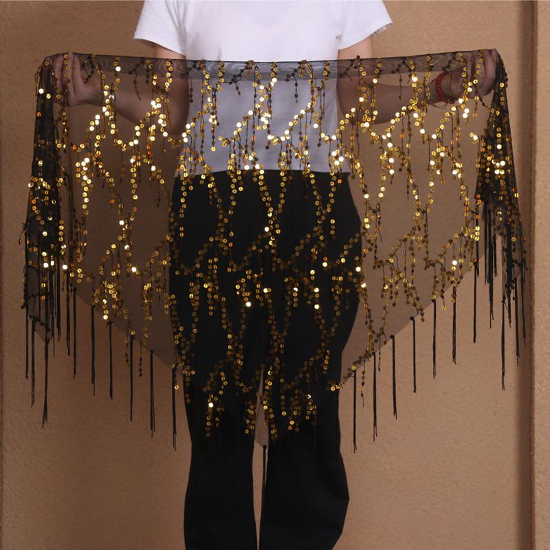 Nouveaux Costumes de Danse du Ventre Paillettes Franges Foulard de Hanche Indien pour Femmes Performance de Danse Ceinture de Taille 11 sortes de Couleurs One Size