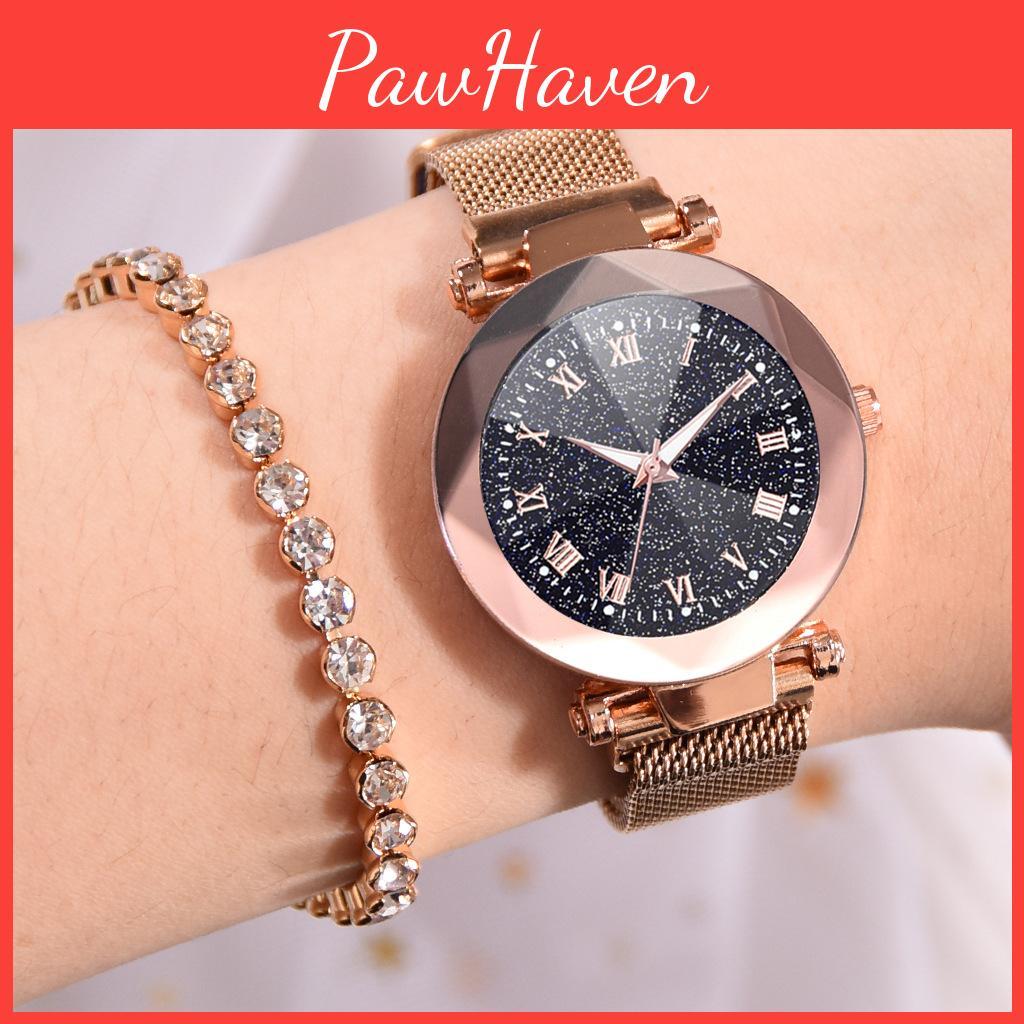 Montre à Quartz Lumineuse Ciel Étoilé pour Femmes Élégantes avec Design Classique à Chiffres Romains