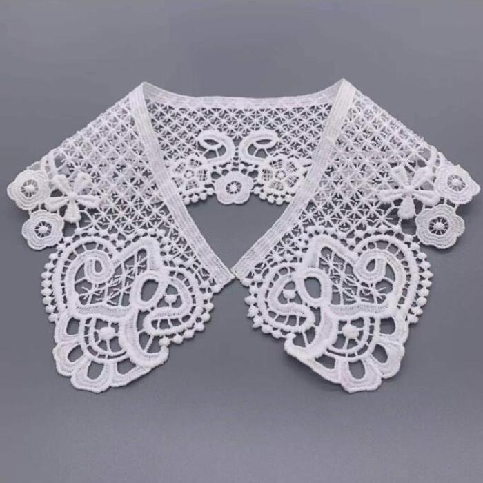 White Neckline Lace Collar Craft Sewing Fabric Venise Motif Applique Trims DIY Craft