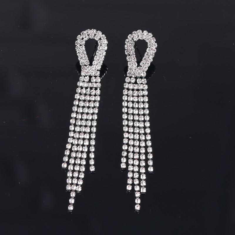 Übertriebene Full-Diamond-Fransenohrringe Damen-Lange Stecker-Ohrringe Dongdaemun Temperament-Ohrringe Ohrringe