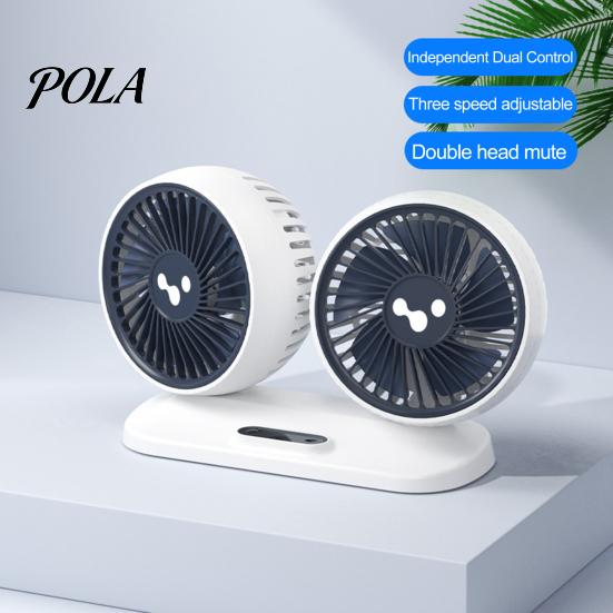Auto Cooling Fan Car USB Powered Double Heads 360 Degree Rotatable 3 Speeds Adjustable 12V/24V Universal Large Airflow Dashboard Mount Accessories