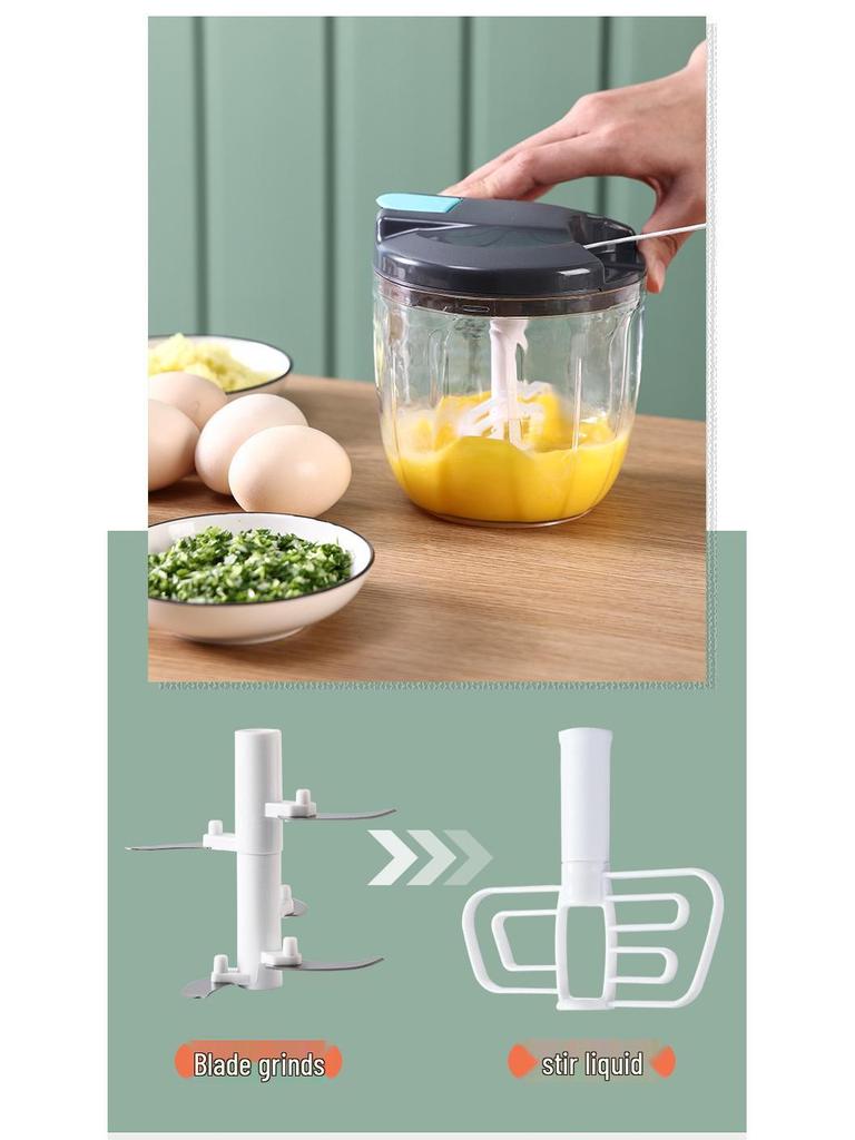 Multi-Function Manual Vegetable and Meat Chopper: Hand-Pull Garlic Mincer, Dumpling Filler, Vegetable Cutter