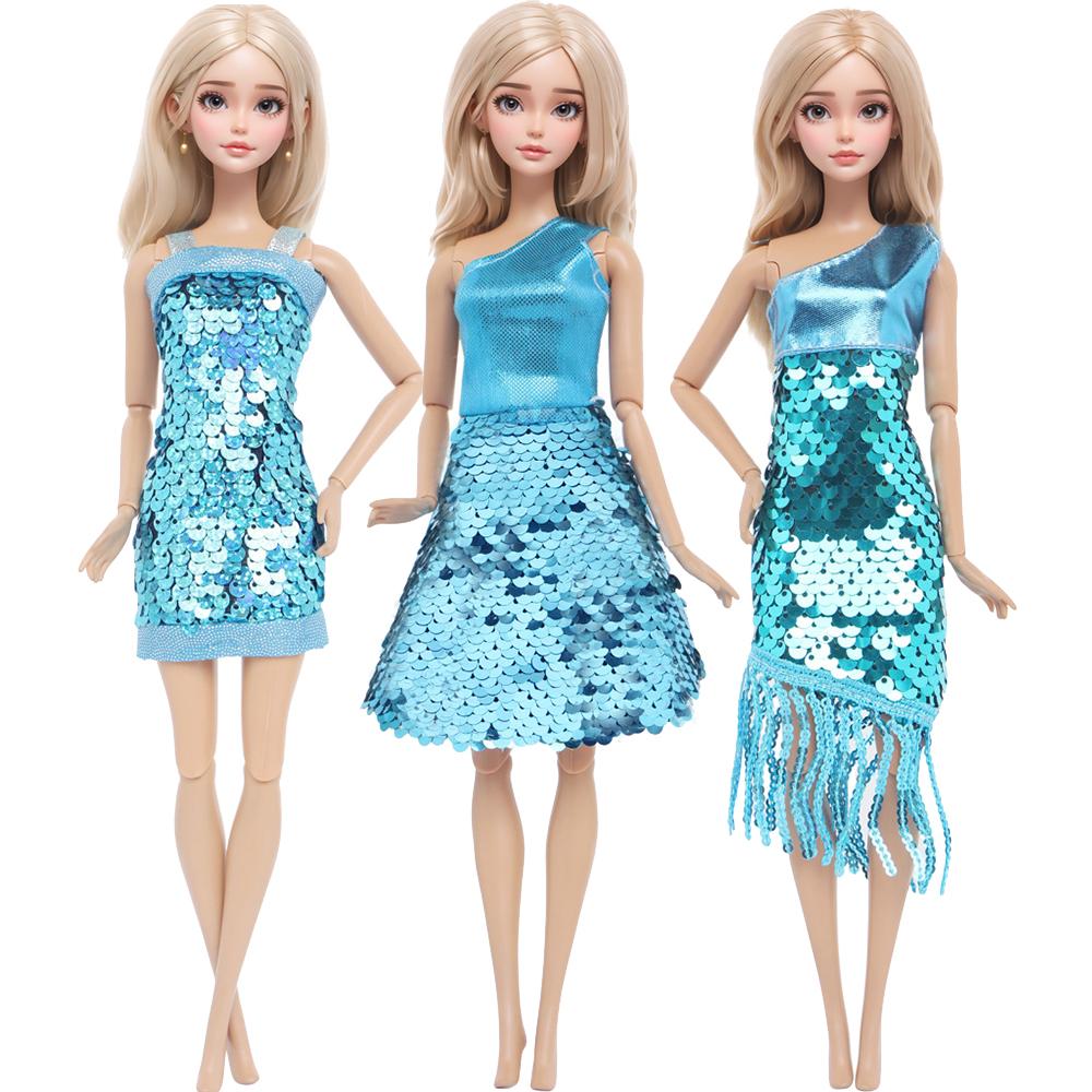 

3 шт./компл. Модная одежда и аксессуары для куклы 30 см 11,5 Кукла принцесса Девочка Блестящее розовое белое фиолетовое платье Наряд Детская игрушка Подарок