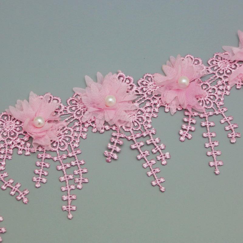 (1 Yards/Lot)  80mm Petal Chiffon Lace Fabric Webbing DIY Clothing Decoration Love Gift Ribbons Crafts