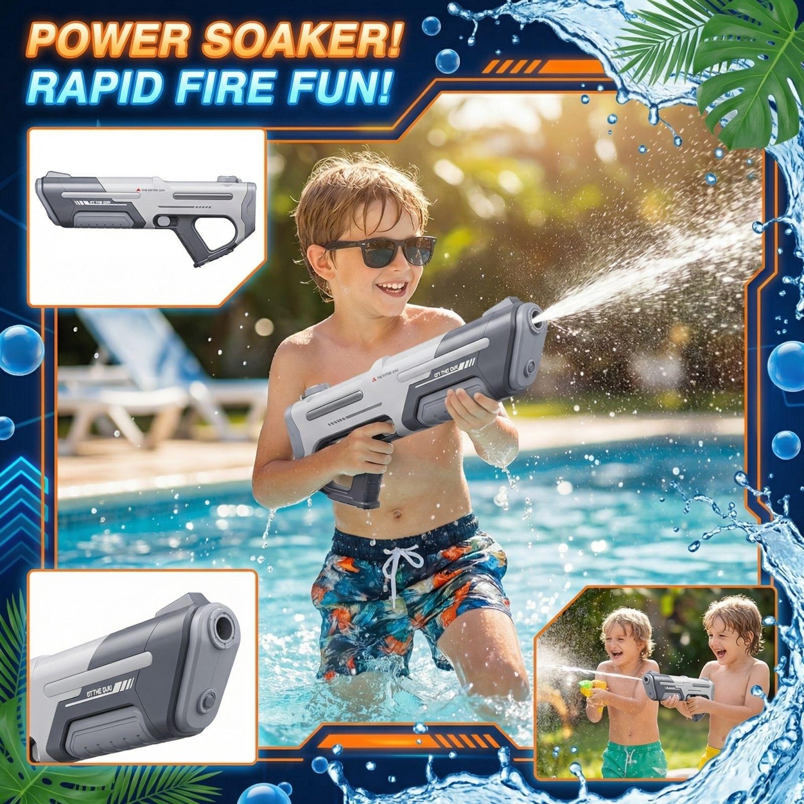

Electric Continuous Fire Water Toys, Automatic Water Suction, Powerful Water Spray, High Pressure Water Toy. One Size