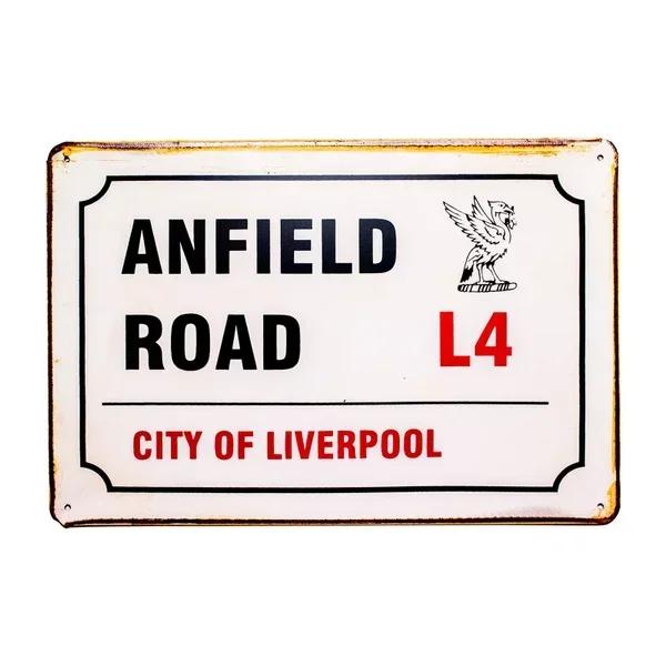 

BrandName Big Aluminum Anfield Road Sign | Vintage Liverpool Theme | Metal Plaque Decor for Home Bar Walls 20x30cm（7.8x11.8inch）