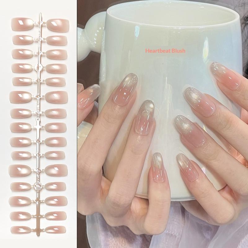 30Pcs Short Oval Almond Fake Nails Xs/S/M Mix Size Nude Artificial False Nail Tips Wearable Full Cover Press On Nails Extension