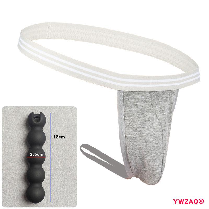 YWZAO Vložiteľný análny dildo Pánske spodné prádlo Tanga Sivá N03
