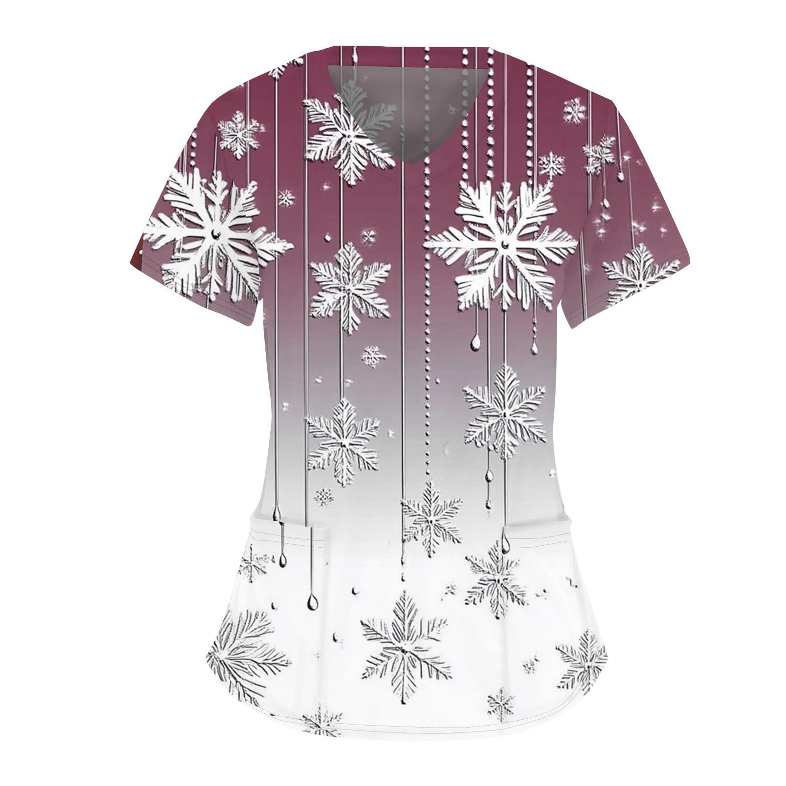 

Женский модный комбинезон с V-образным вырезом, короткими рукавами и карманами 2025 года с рождественским принтом XL белый