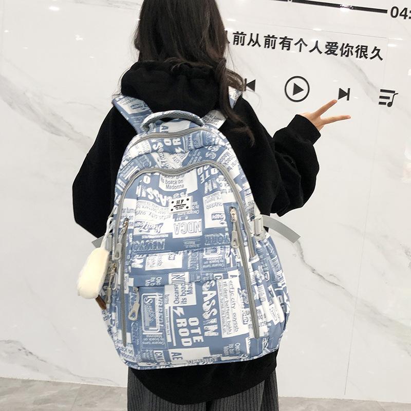 High-value Graffiti Schoolbag Male Korean Version Student Junior High School High School Student Backpack Male Campus Large-capacity Backpack Female