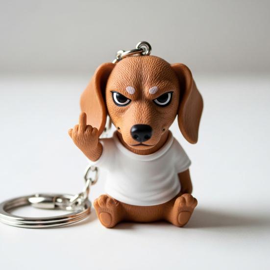Middle Finger Posture Puppy Keychain 3D Dog Design Key Chain Backpack Cool Puppy Decoration Bag Accessories
