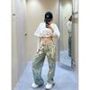 Lace Print Retro Wide-Leg Jeans