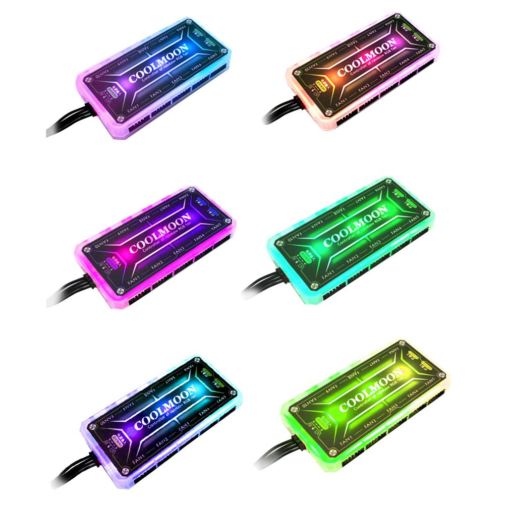 COOLMOON RGB Remote Controller DC12V 5A RGB Cooling Fan Intelligent Controller PC Computer Case Cooling Chassis Silent Fan Hub