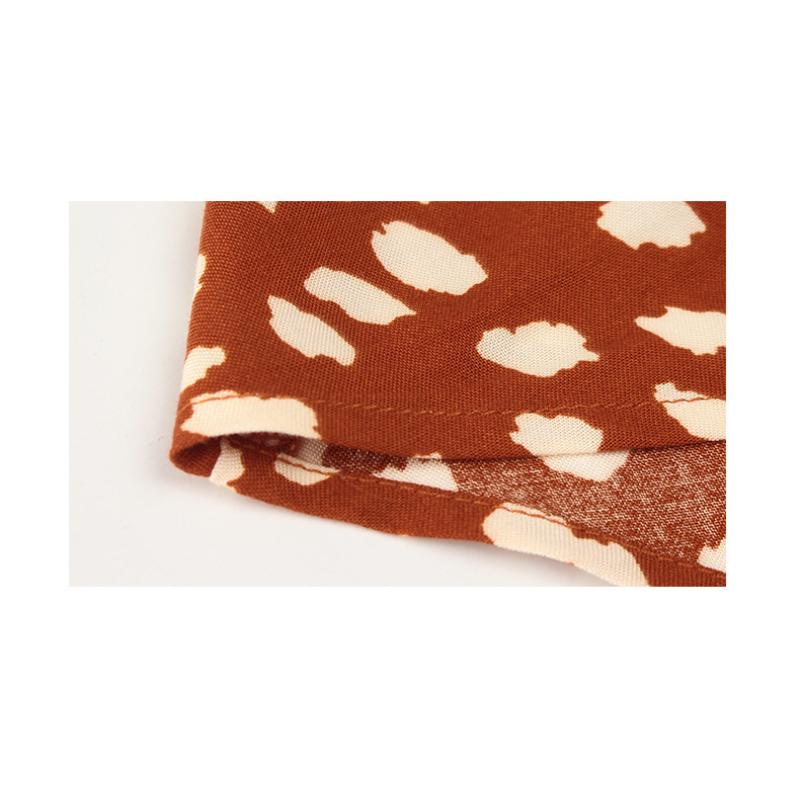 New Women's Polka Dot Chiffon Shirt Dress, V-Neck Short Sleeve Button Front Tie Waist A-Line Midi Dress for Spring Summer