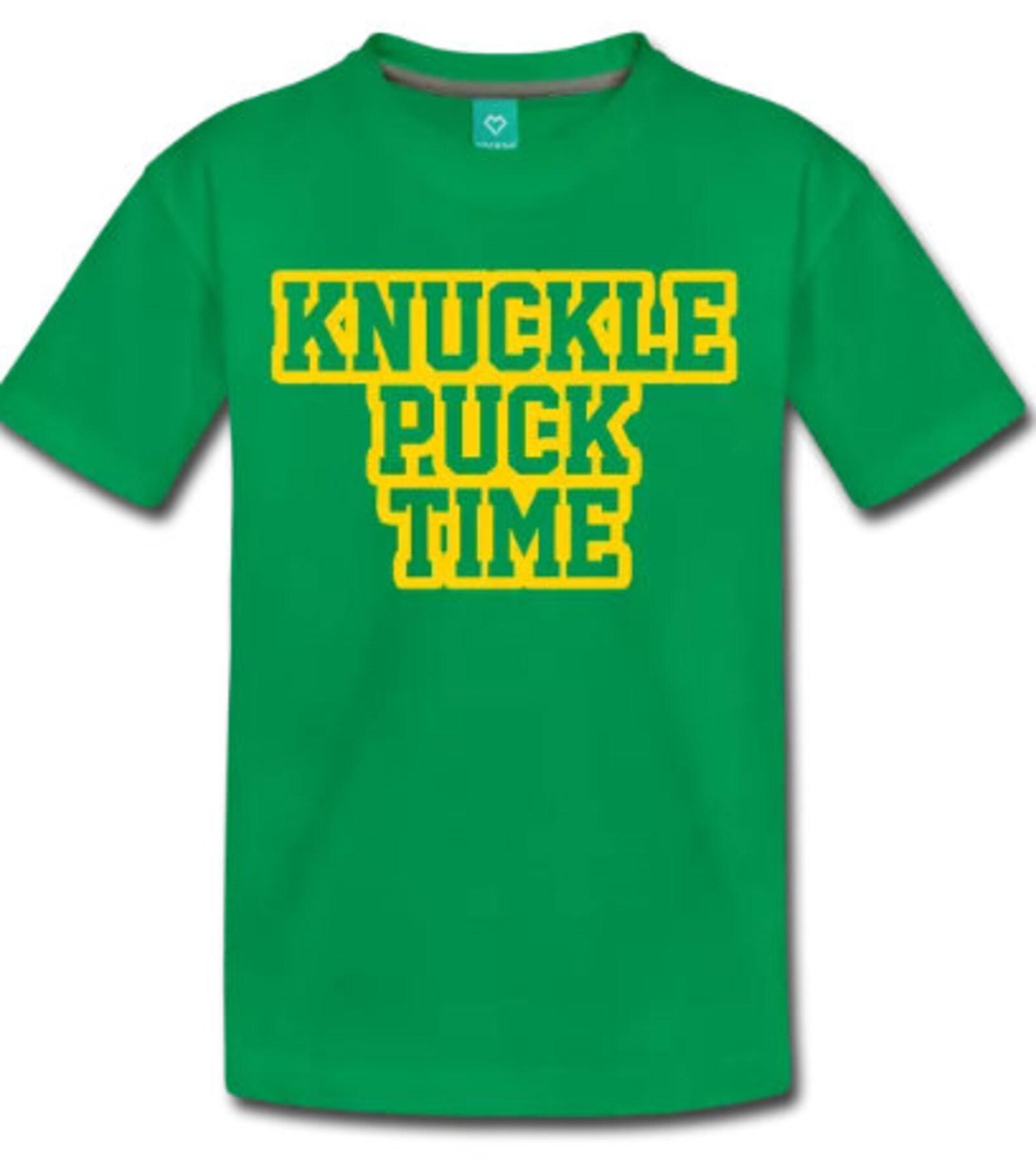 Knuckle Puck Time Children s T-Shirt Design - Green Shirt with Gold Print S
