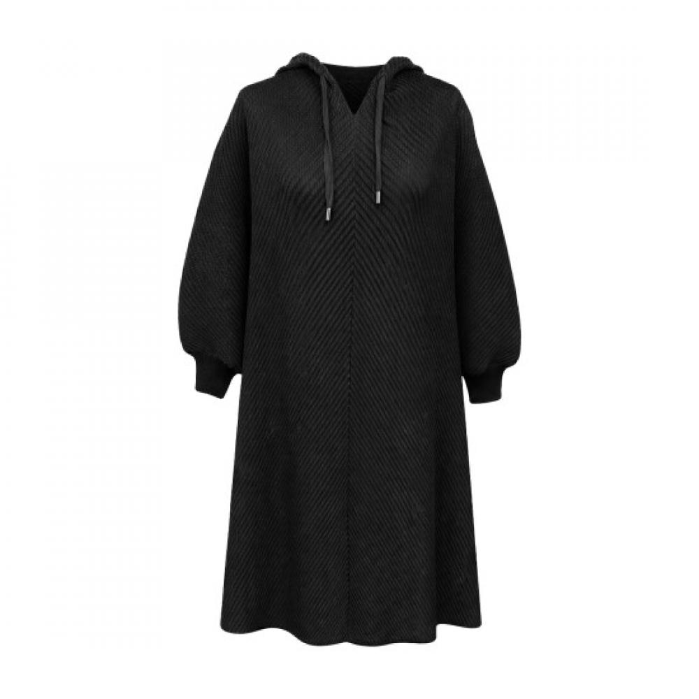 Pleats Me Oblique Waffle Hood Dolman Dress Ppops026002