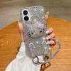 Cute KT Cat with iPhone17 Mobile Phone Case Apple 16promax Rhinestone 15 Portable 14 Protective Case 13 Cartoon