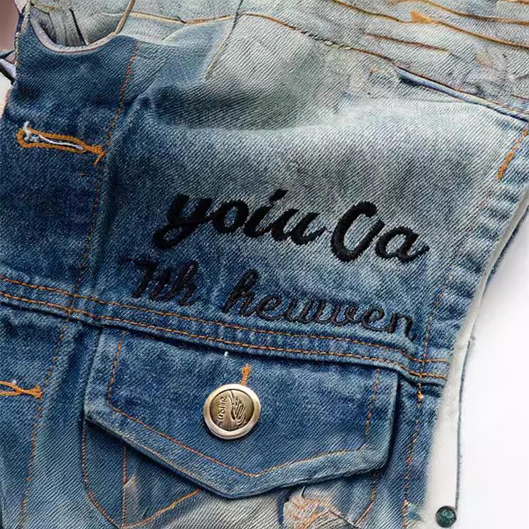 Men's Cool New Korean Slim Fit Denim Vest, Plus Size Sleeveless Casual Trendy Apparel