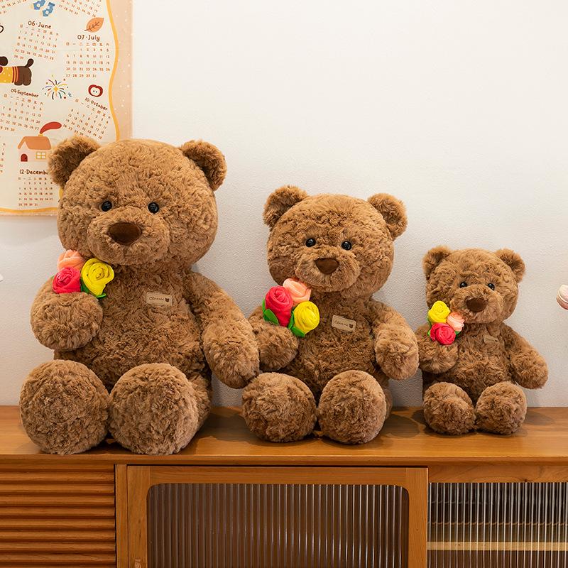 Rose Bouquet Bear Plush Doll - Cute Gift for Couples & Girls