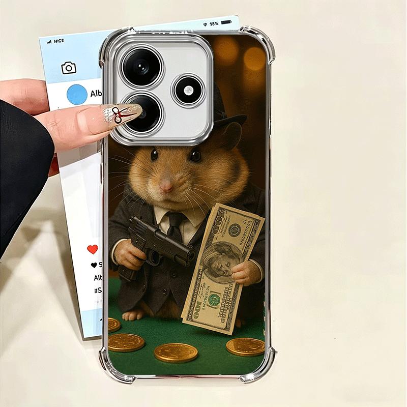 

Funny Cute Pet Hamster Plating Phone Case For Xiaomi Poco X5 X6 X7 X8 Pro Max F8 Ultra F7 M8 M7 M5S Redmi 15C 15 14C 13C 13 X3 1 Xiaomi Poco X7 Pro