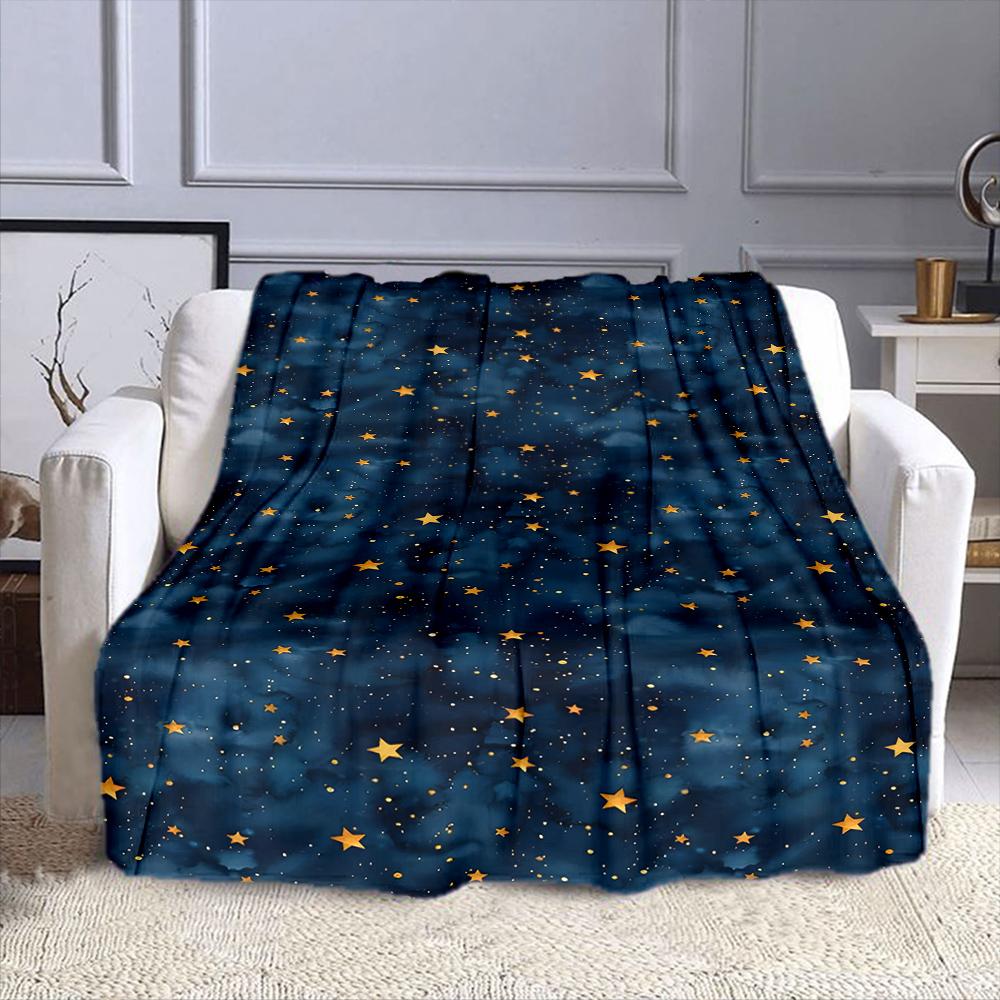 Starry Night Sky Pattern Blanket Patterned flannel blanket perfect for the bedroom living room, sofa, or a little nap