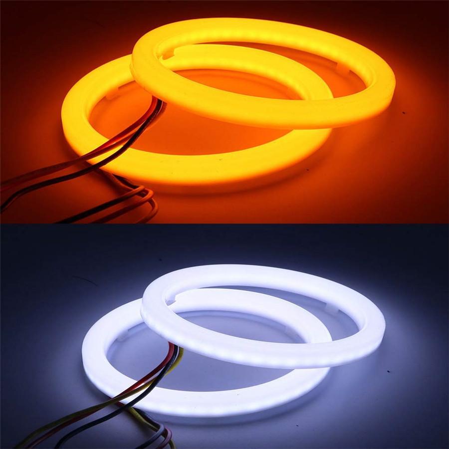 1 Par 12V Bil SUV Frontlykt DRL Haloring Angel Eyes Blinklys For 110mm