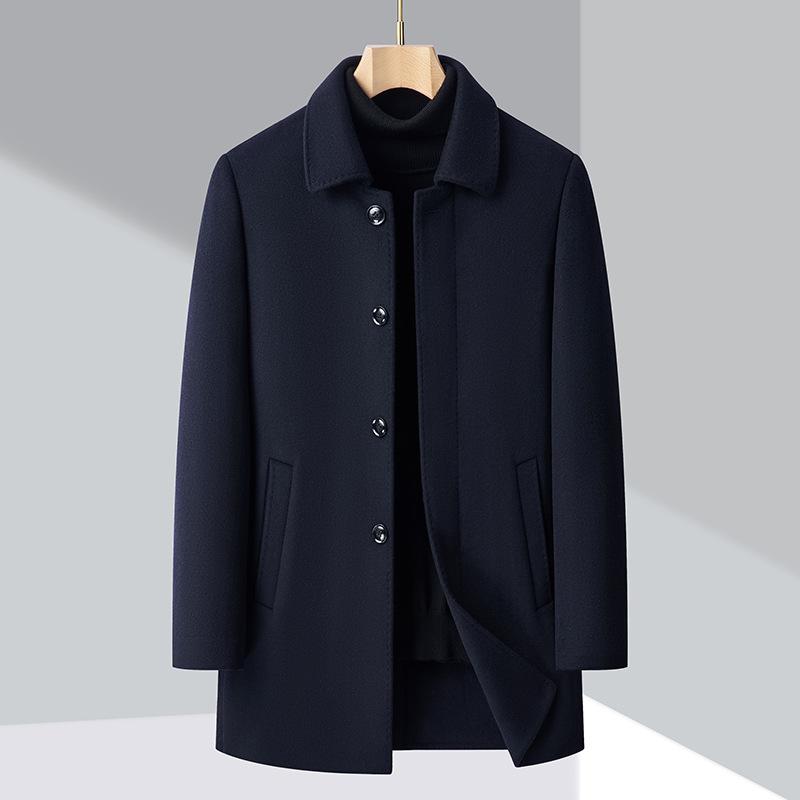 New Winter Middle-aged Wool Coat Dad's Mid-length Double-sided Woolen Business Coat Men's Cashmere Top