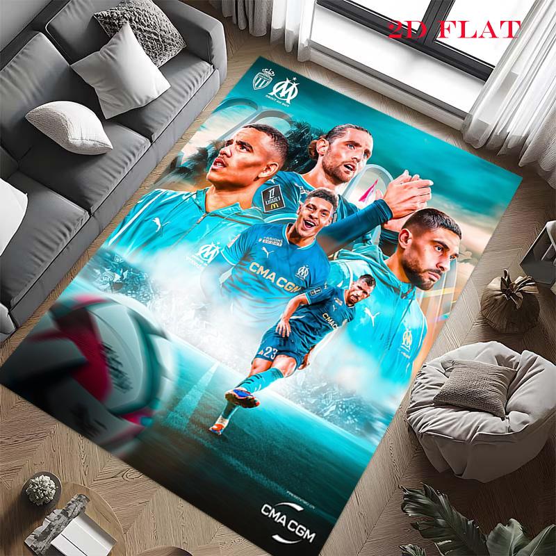 Olympique de Marseille Carpet Rug for Living Room Bedroom Home Sofa Decoration,Kids play Nonslip Floor Mat