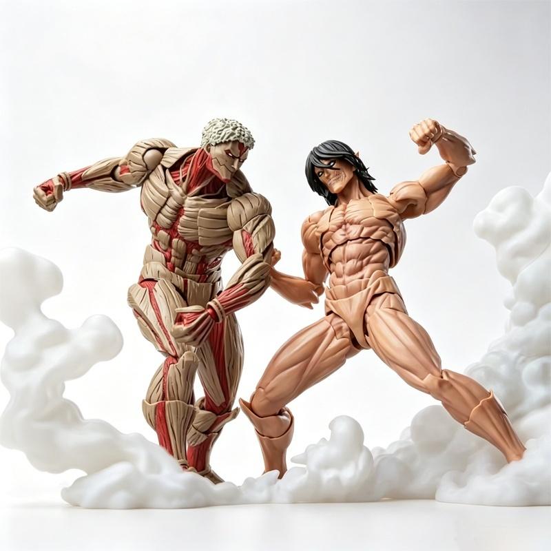 Bandai Attack on Titan Eren Yeager vs Armored Titan Action Figure Amazing Yamaguchi Revoltech Anime Collectible for Fan Toys