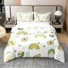 Fruit Duvet Cover Set, Cute Cartoon Avocado Decor 3 Piece Bedding Set with 2 Pillow Shams, Queen King Full Size, Paprika Green