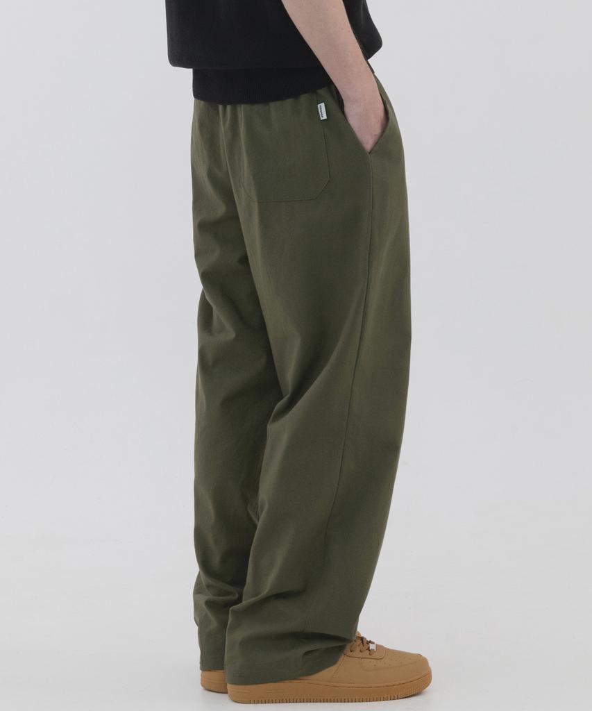 PIANER Linen-Like Semi-Wide Pants (Khaki)