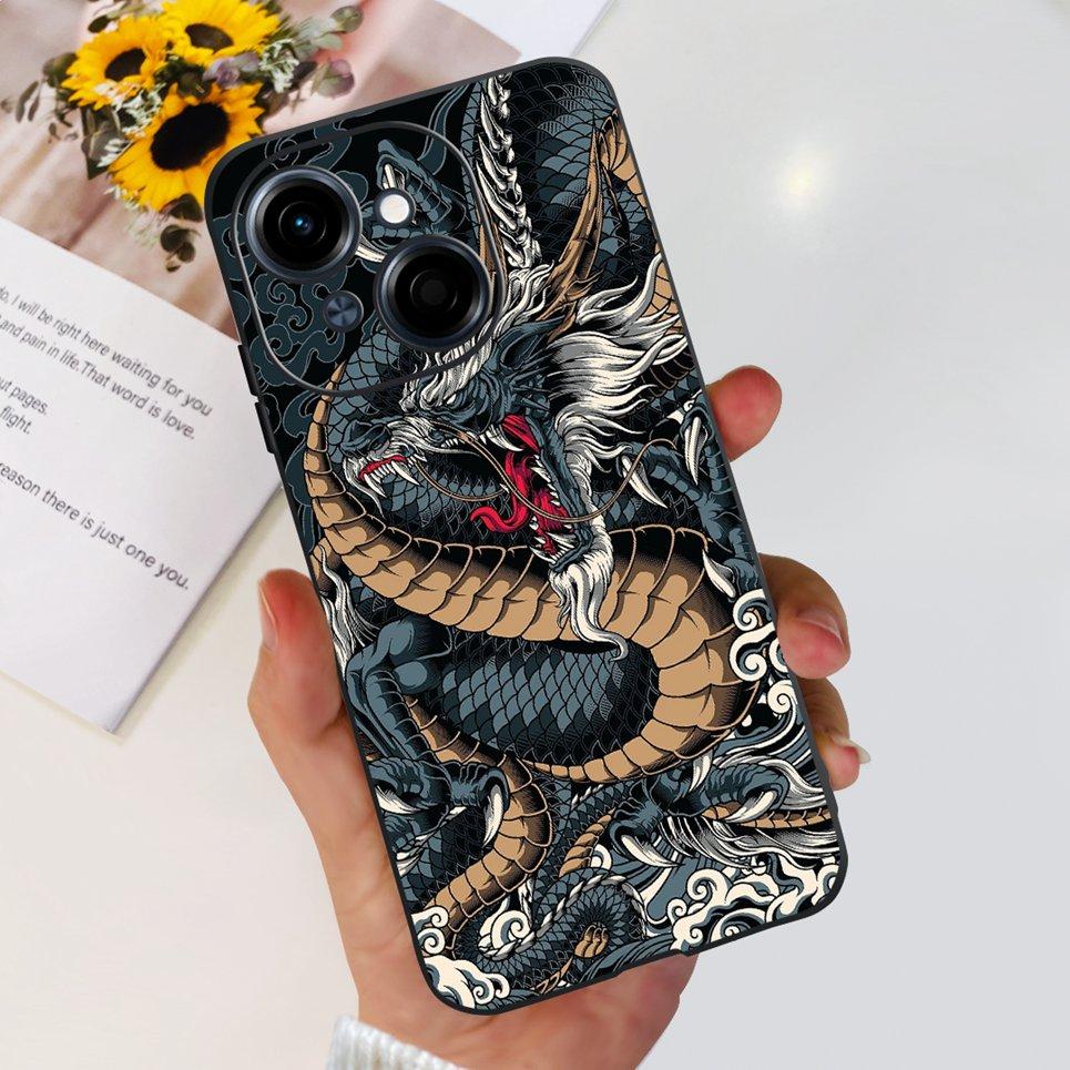 For Tecno Spark GO 1 / Spark GO 2025 / Pop 9 Phone Cover Case Cool Cartoon Dragon Space Man Cute Cat Funda Soft Black Silicone