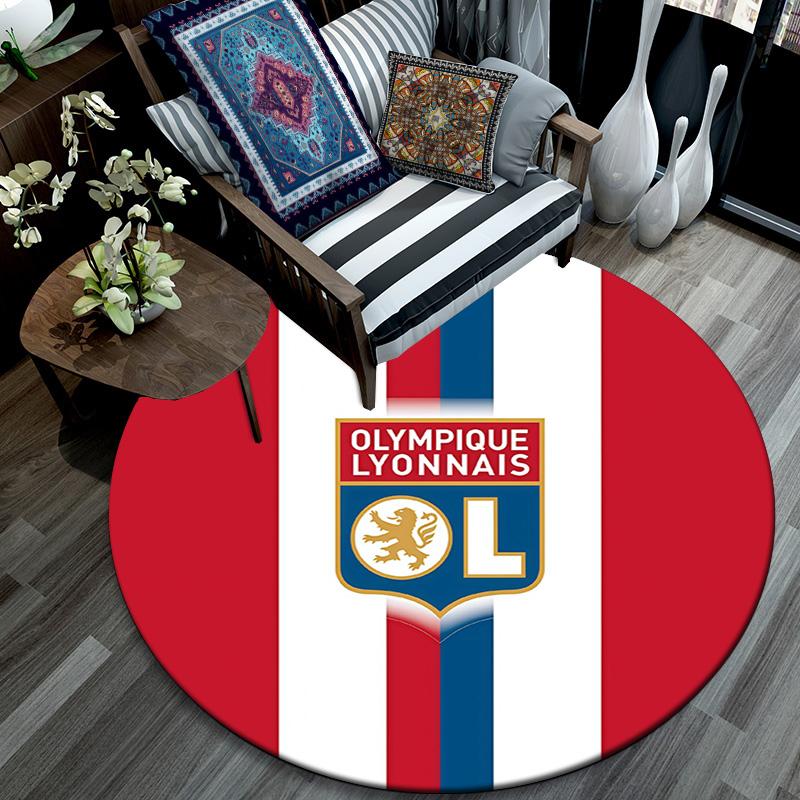 Olympique Lyonnais Round Area Rug,Carpet Rug for Living Room Bedroom Sofa Playroom Decor,Non-slip Floor Mat