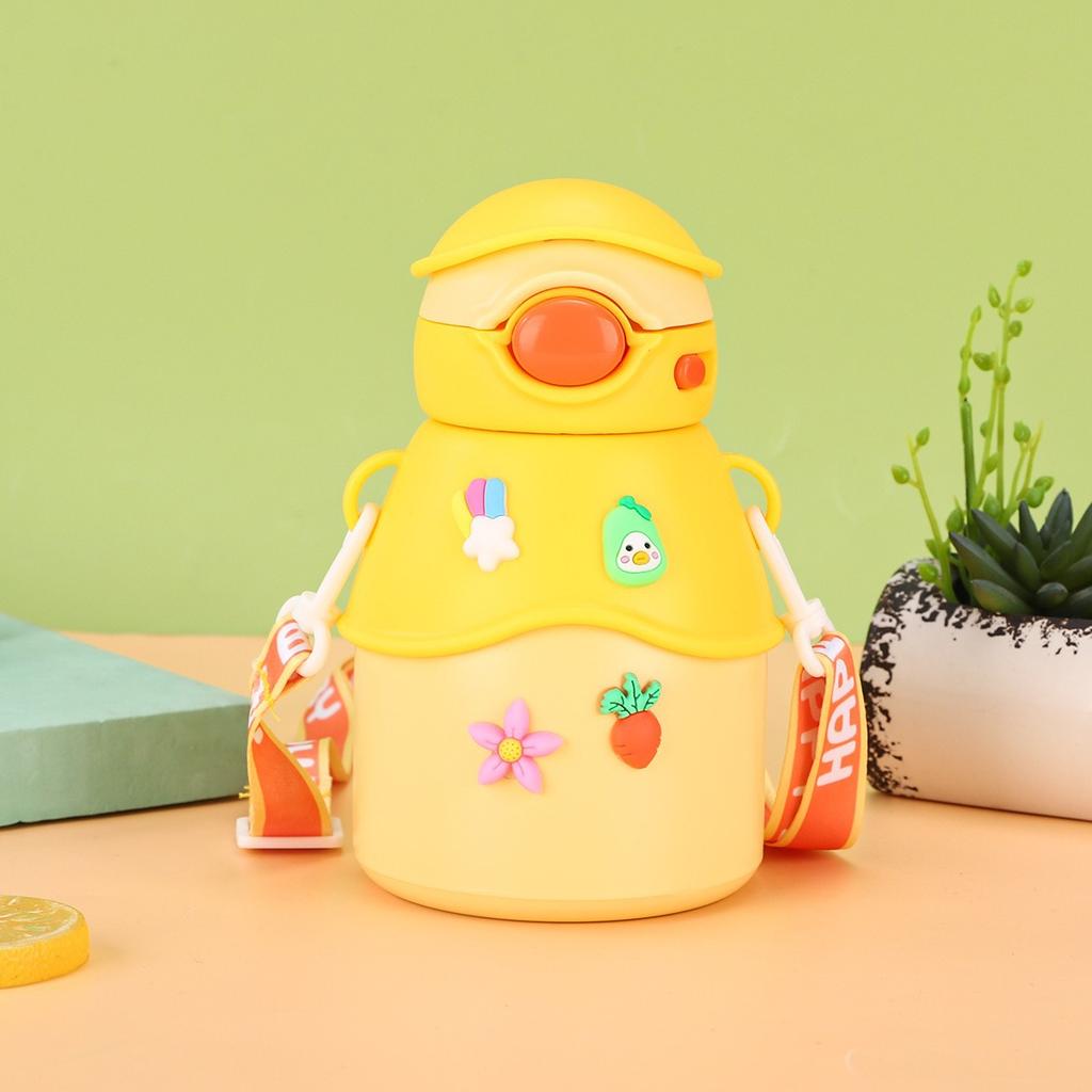 New Cartoon Figure Pot Belly Cup Stainless Steel Children's Thermos Cup Male and Female Students Portable Carrier Cup with Straw