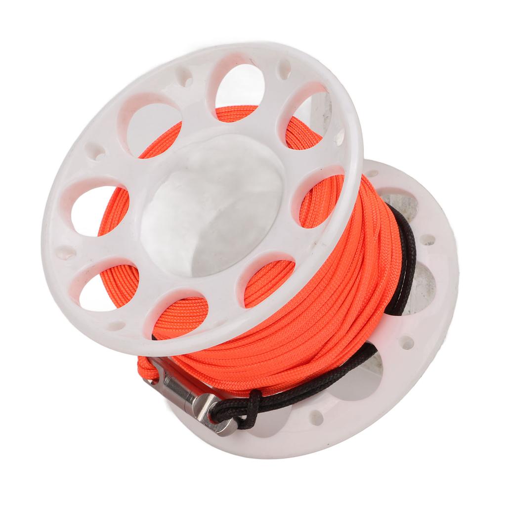 Finger Spool Plastic Spool Reel with Double End Bolt Snap Orange Line 15M for Wreck Scuba Diving
