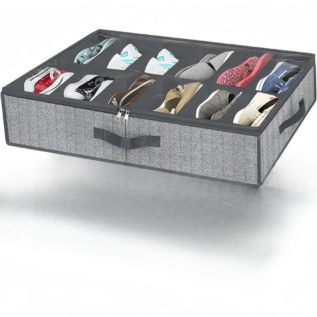 Vlies-Schuhboxen Organizer Faltbar Schrank Schrank Schuhe Halter Transparent Unterbett Staubdicht 12 Paar Schuhe Aufbewahrungstaschen