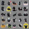 50 Bowknot Little Black Cat Cute Cartoon Stickers for Decorating Suitcases, Water Bottles, and Phone Cases