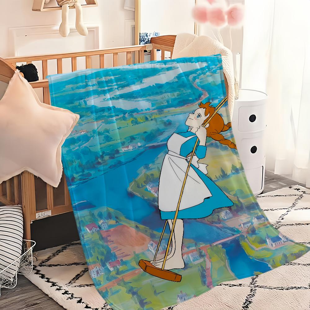 cartoon anime a-Anne of Green Gables Flannel warm comfort soft plush blanket for sofa living room hogar bedroom travel gift home
