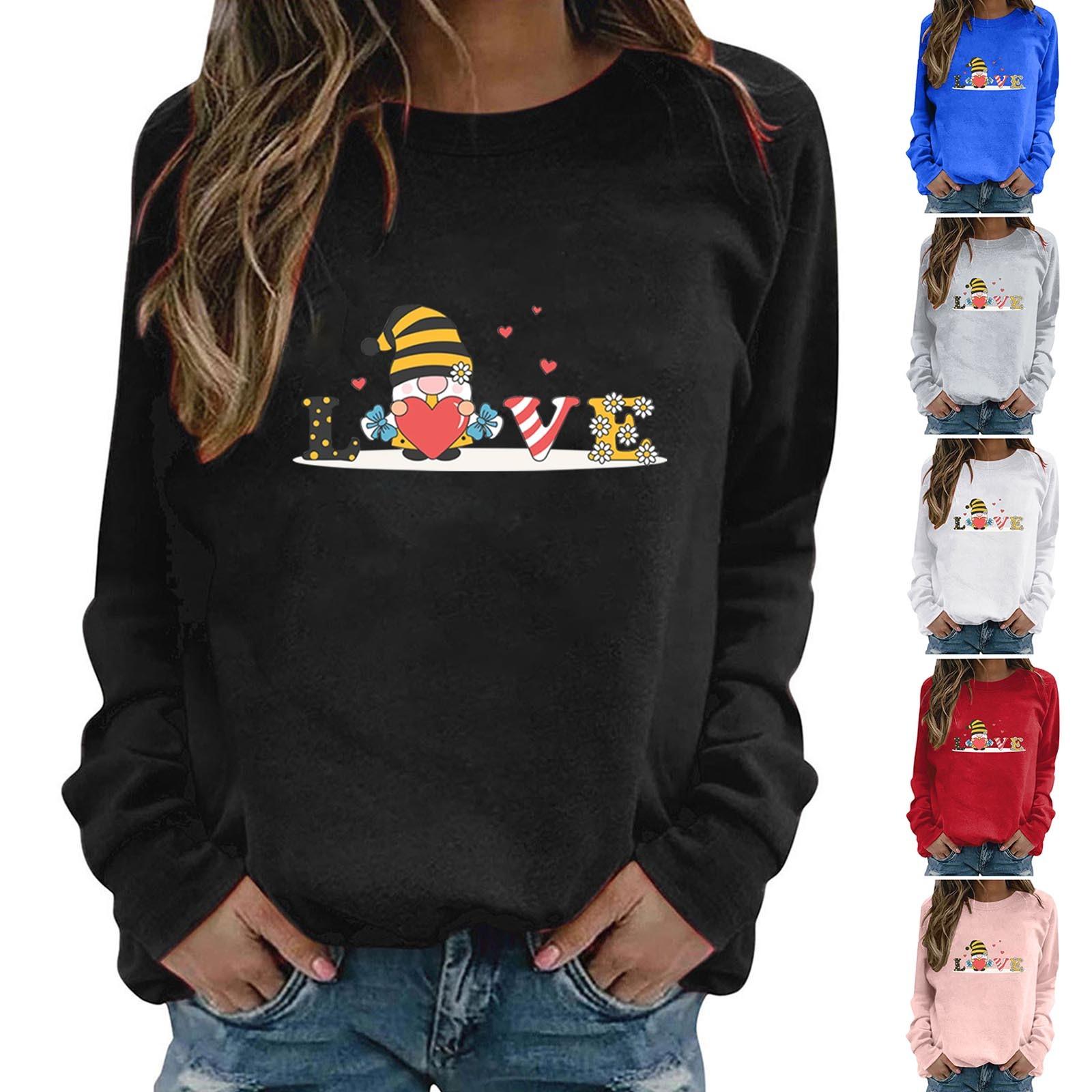 

Женская футболка с длинным рукавом и круглым вырезом с забавным принтом ко Дню святого Валентина, толстовка