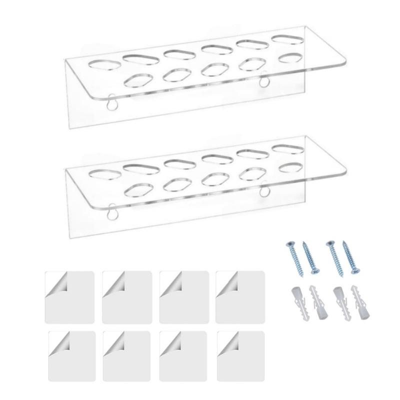 Clear Acrylic Comb Organizers With 11 Slots Space Saving Wall Mounted Rack For Stylists Shears Scissors Storage