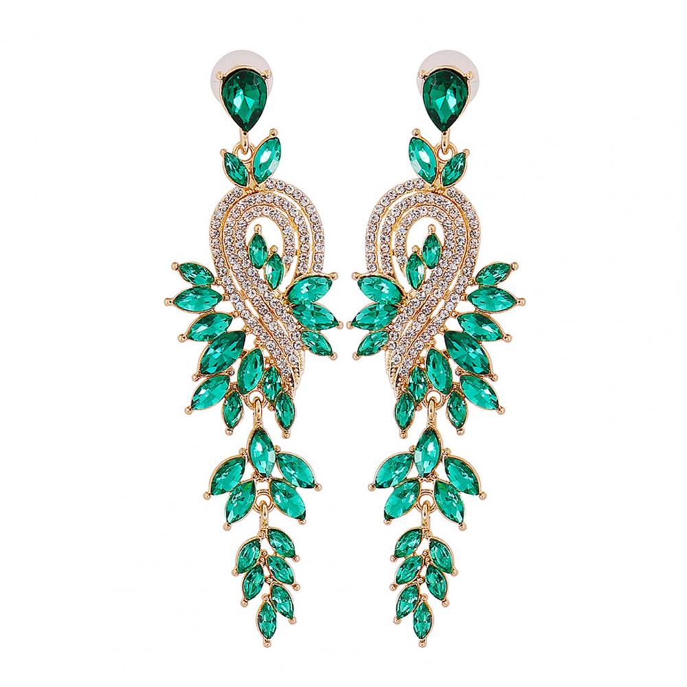 

1 пара геометрических висячих серег с искусственными кристаллами - Элегантные длинные серьги-подвески для свадеб зелёный