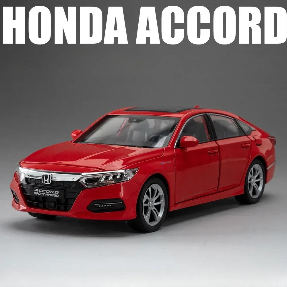 1:24 HONDA ACCORD Miniature Car Model Toys Alloy Diecast Vehice 6 Door Opened Sound Light Pull Back Toy Children's Birthday Gift