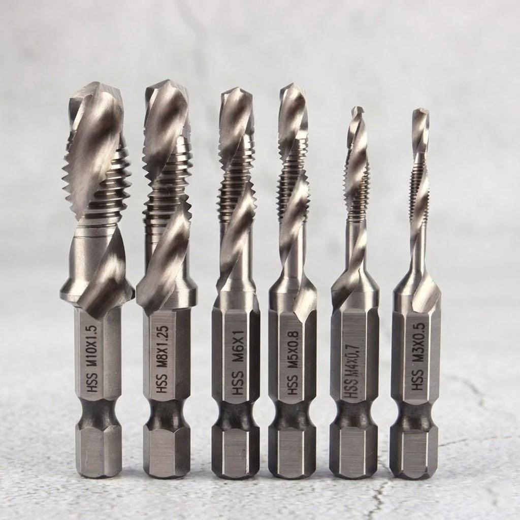 HSS4341 Tap Bit M3 M4 M5 M6 M8 M10 Spiral Flute Tap Drill Bit for Wood Plastic Aluminum Alloy Hand Tools Taps and Dies Set
