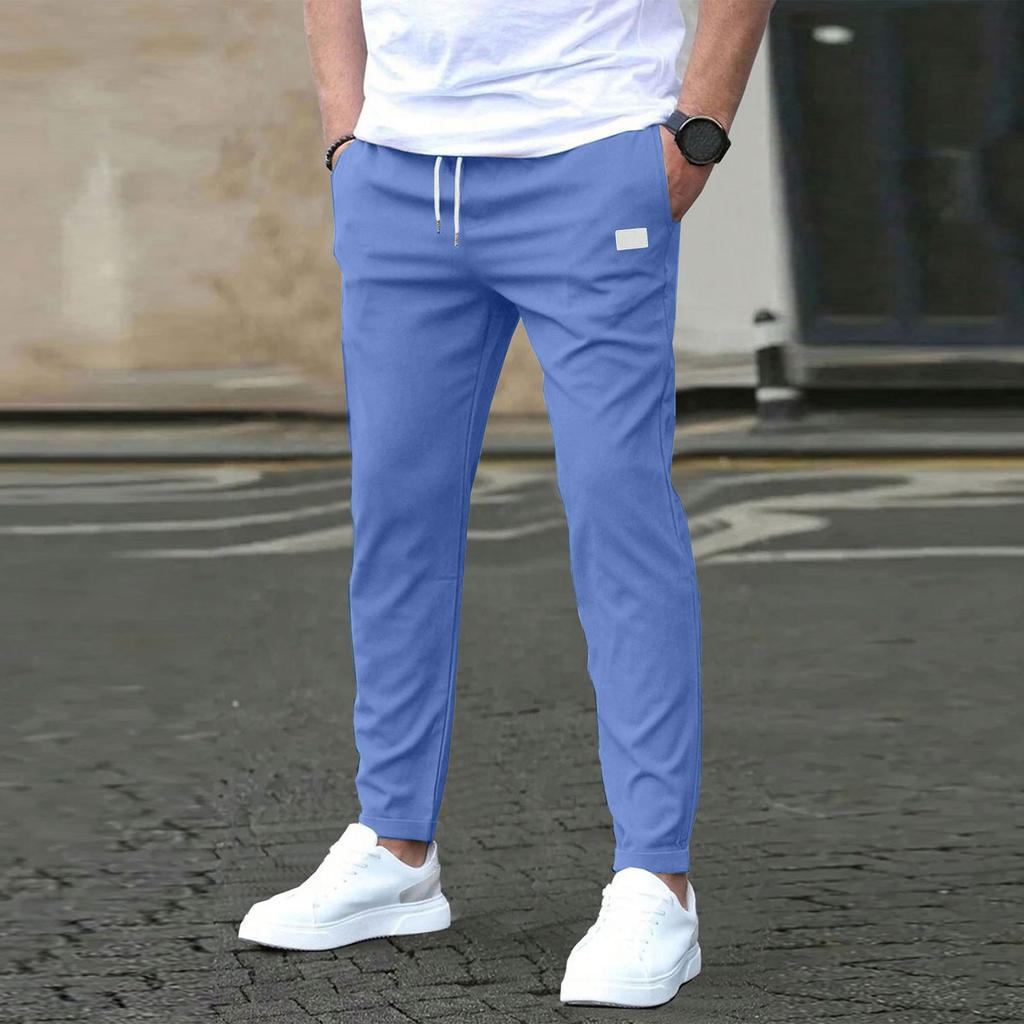 Casual Slim-fit Devítibodové pánské kalhoty Jednobarevné Casual Kapesní kalhoty