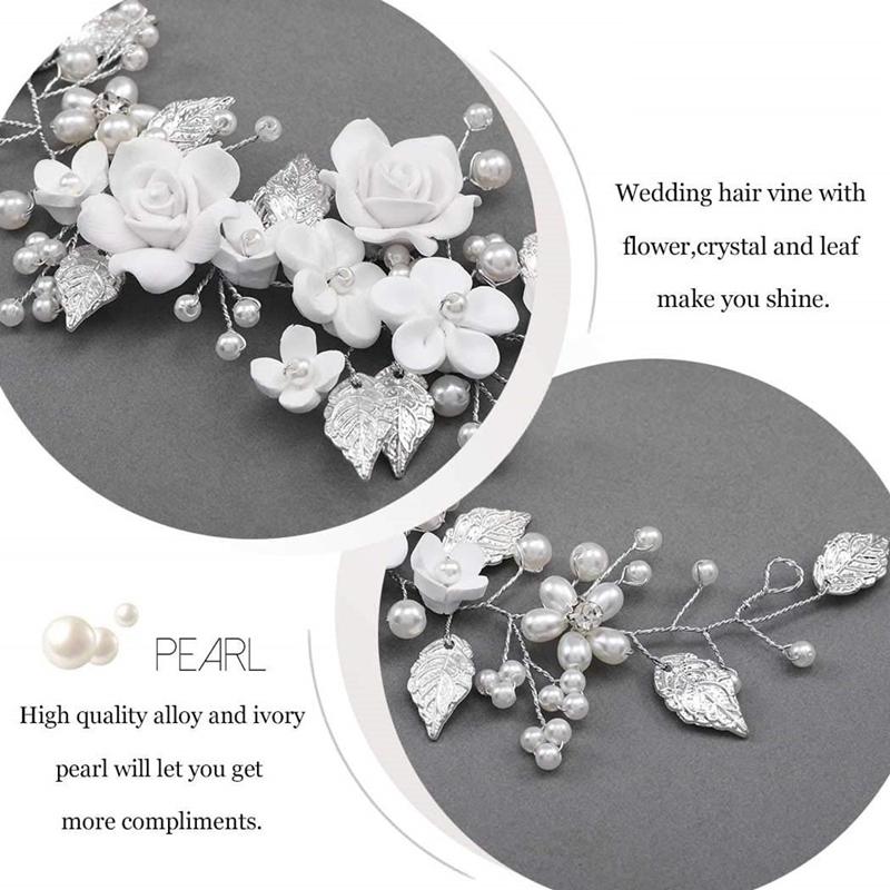 Wedding Crystal Flower Leaf Pearl Headband Hairband Tiaras For Women Bride Party Bridal Wedding Hair Accessories Jewelry Gift