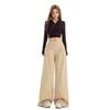 2025 Women's Autumn Khaki Wide-Leg Casual Drapey Floor-Length Pants