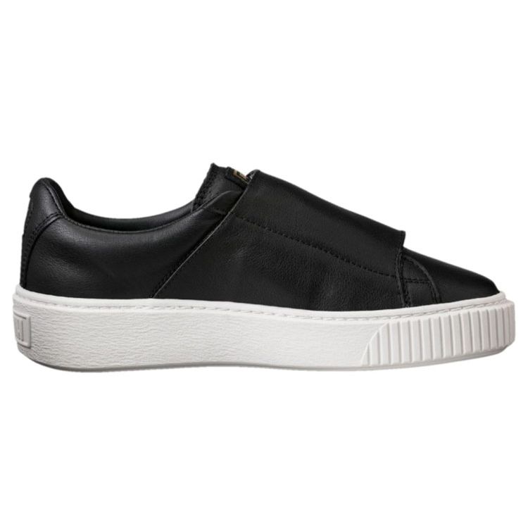 Puma Basket Platform Big Strap Solid Color Simple Velcro Casual Low Top Sneakers Women sneakers Black 364123-01